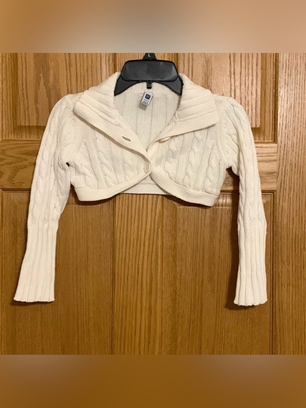 GAP | Girls Ribbed Cream Knit Cropped Button Sweater Size 4/5 XS